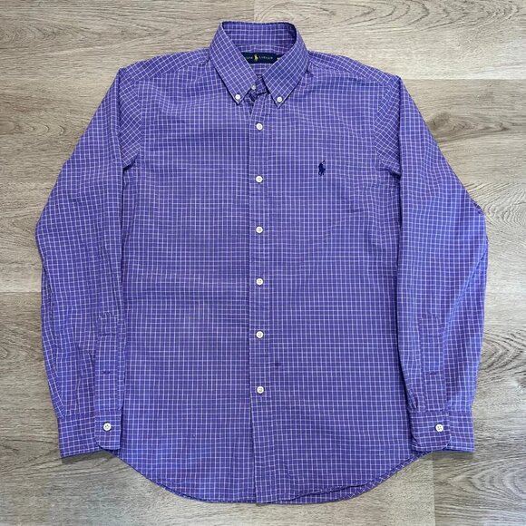 Ralph Laurens Men's M Purple Check Pattern Long Sleeve Button Down Shirt‎ - Picture 2 of 7